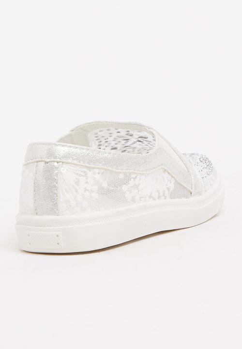 Pop Candy - Mesh Embellished Loafer White