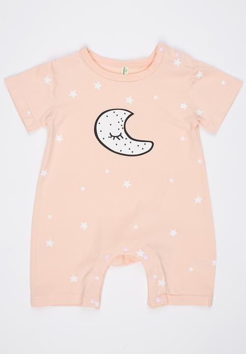 Peninsula Baby - Moon Printed Romperr Pale Pink