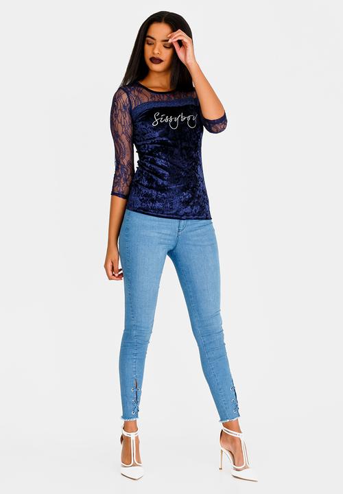 SISSY BOY - Velvet And Lace One Up Navy