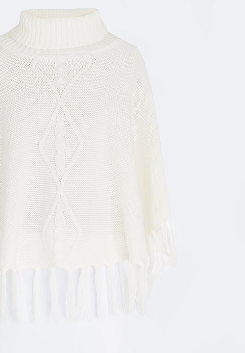 Rebel Republic - Fringed Poncho Milk