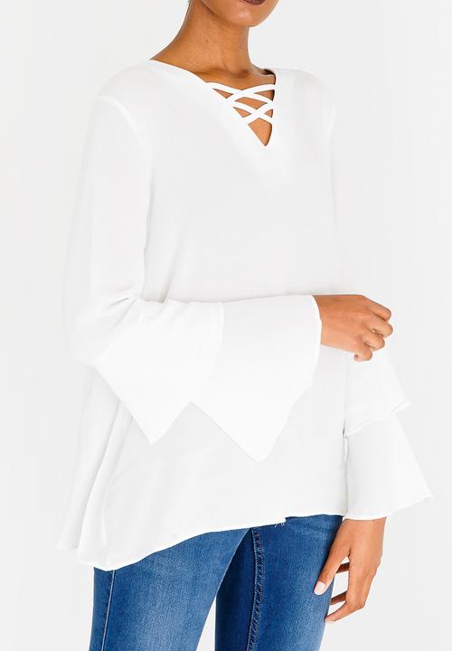 G Couture - Lace-up Detail Top White