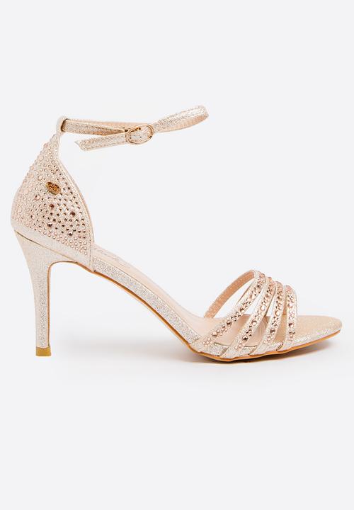gold midi heels