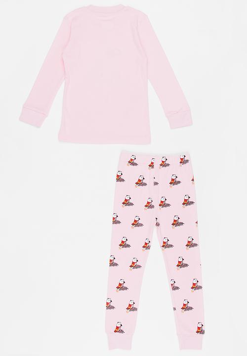 Pop Candy - Parrot Printed PJ Set Pale Pink