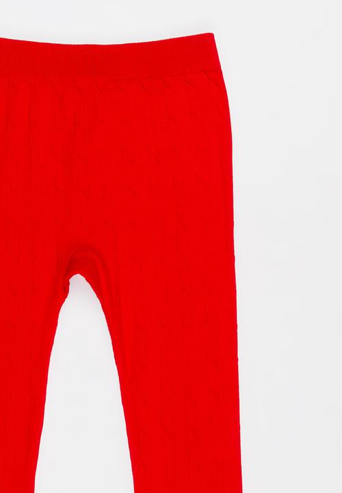 Pop Candy - Cable Knit Legging Red