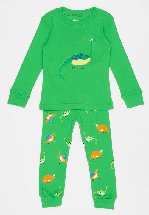 Pop Candy - Dino Printed PJ Set - Dark Green