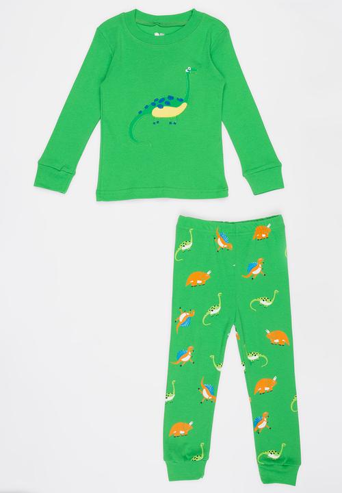 Pop Candy - Dino Printed PJ Set - Dark Green
