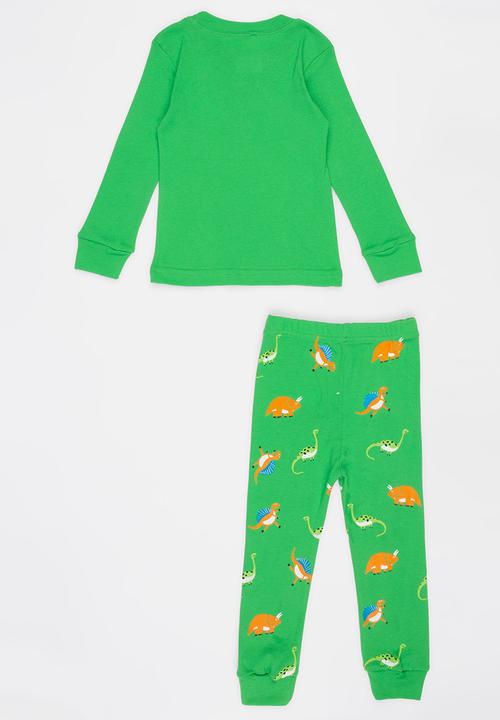 Pop Candy - Dino Printed PJ Set - Dark Green