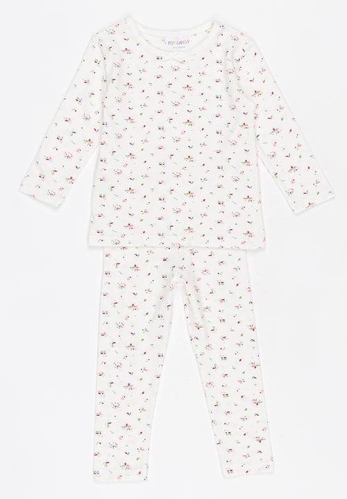 Pop Candy - Printed PJ Set - White/Multi-colour
