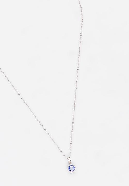 edit - Sterling Silver Cubic Zirconia Necklace Blue