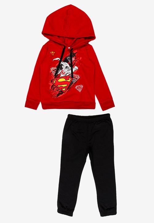 Pop Candy - Printed Hoodie And Jogger Set Red