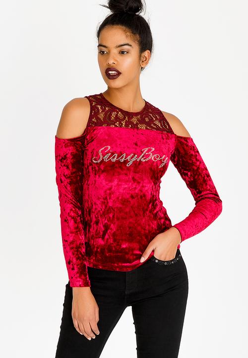 SISSY BOY - Cold Shoulder One Up Top Burgundy