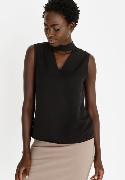 edit - Sleeveless Choker Blouse Black