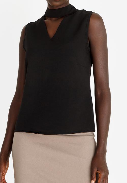 edit - Sleeveless Choker Blouse Black