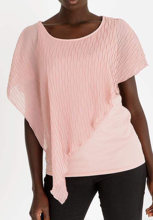 edit - Pleated Overlay Blouse Rose
