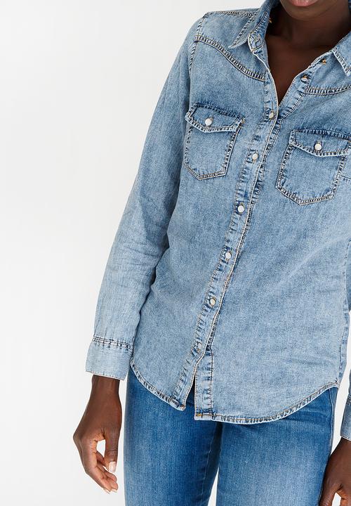 edit - Light Weight Denim Shirt Blue