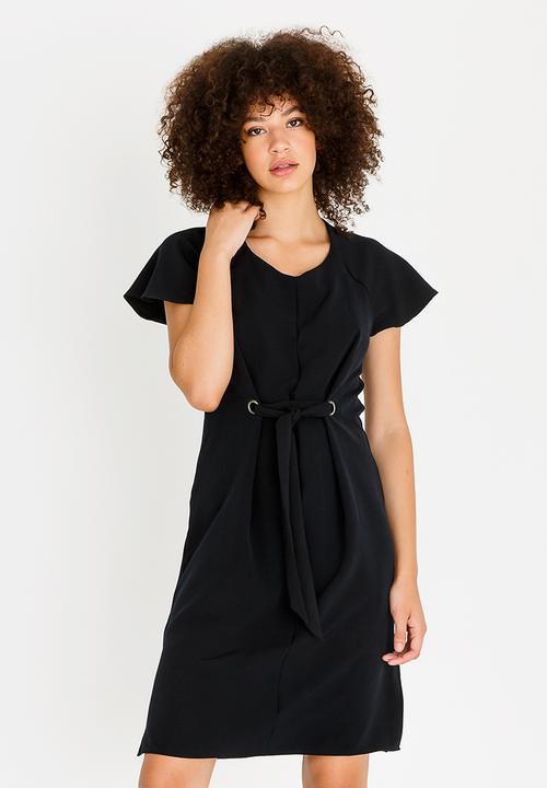 edit - Shift Dress with Front Ties Black