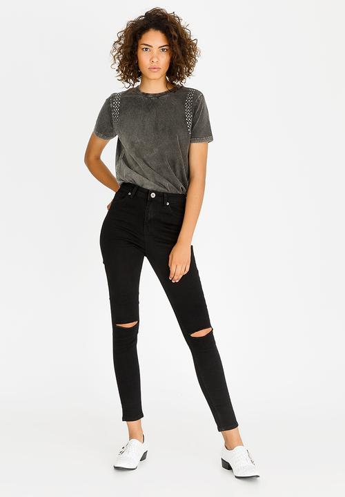 Brave Soul - Tee with Stud Detail Grey