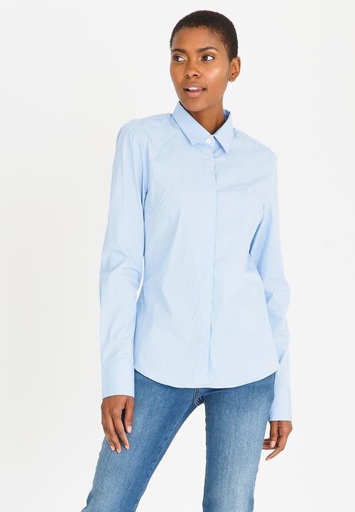 POLO - Amber Concealed Front Shirt Pale Blue