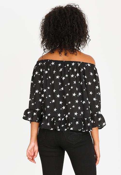 Brave Soul - Off Shoulder Top Black and White