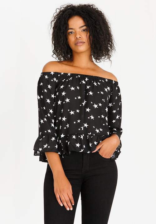 Brave Soul - Off Shoulder Top Black and White