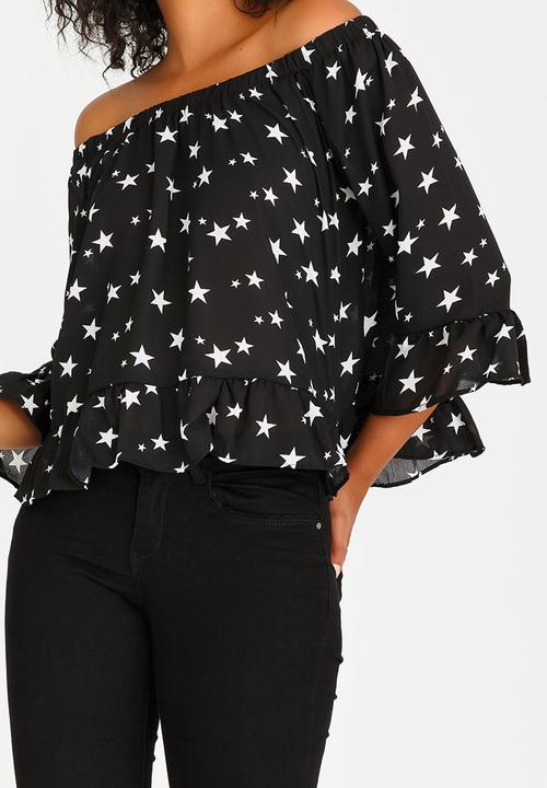 Brave Soul - Off Shoulder Top Black and White