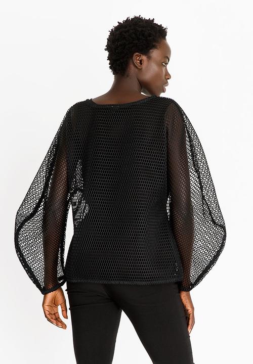 ERRE - Hexagon Mesh Easyfit Top with Cami Black