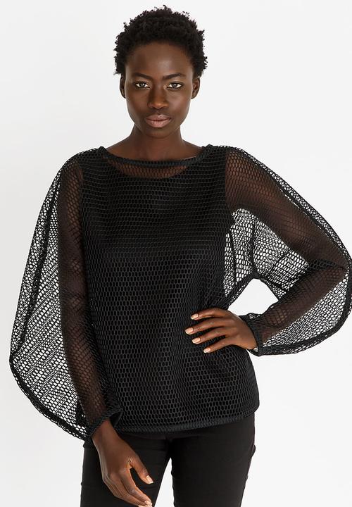 ERRE - Hexagon Mesh Easyfit Top with Cami Black