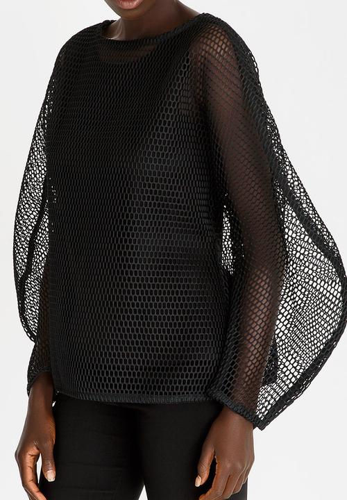 ERRE - Hexagon Mesh Easyfit Top with Cami Black