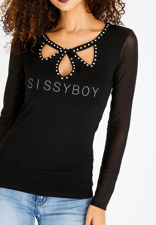 SISSY BOY - Lisea Cross Over Detail Top Black
