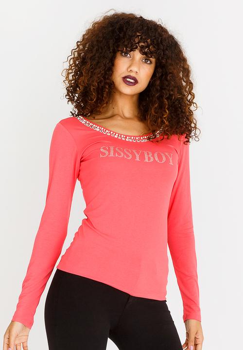 SISSY BOY - Melina Tee with Trim Detail Coral