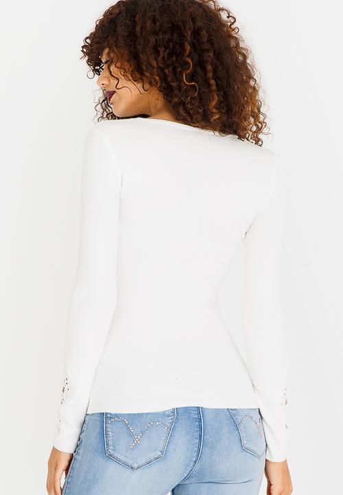 SISSY BOY - Lazar Crochet Detail Top Off White