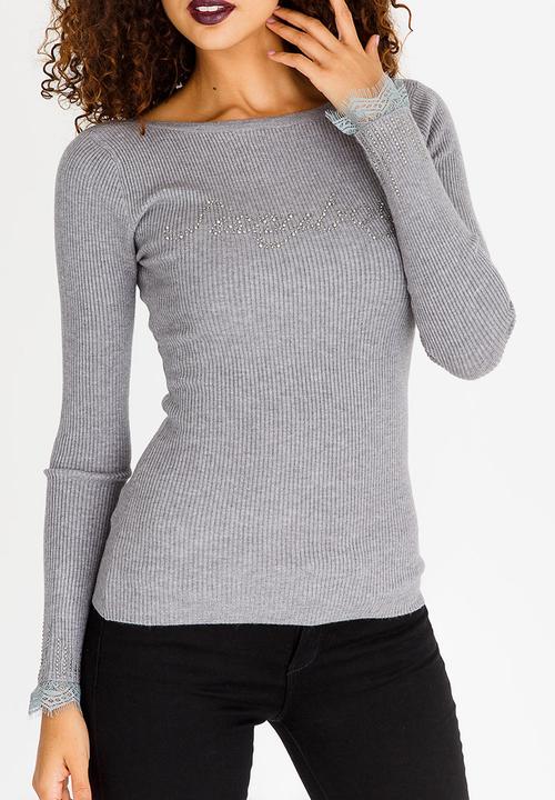 SISSY BOY - Embellishment Detail Knitwear Top Grey