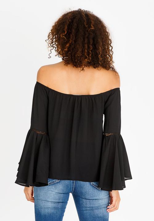 SISSY BOY - Bardot Top with Trim Detail Black