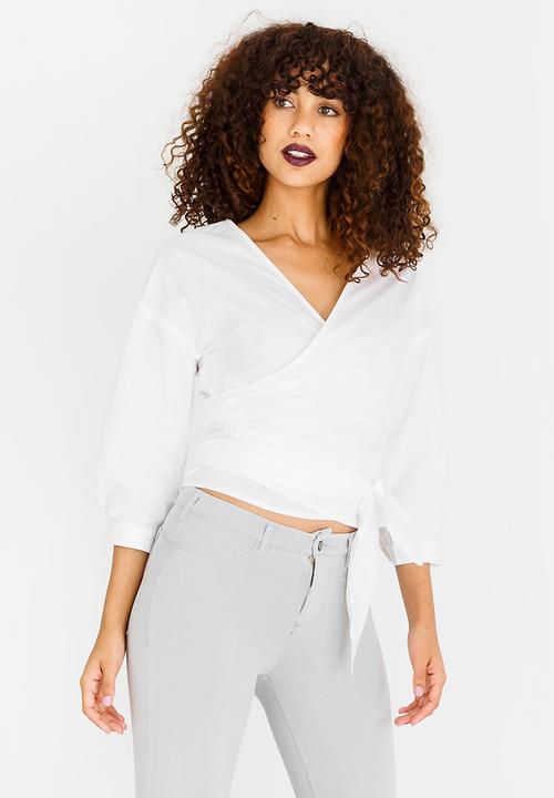 SISSY BOY - Girl Boss Wrap Blouse Off White