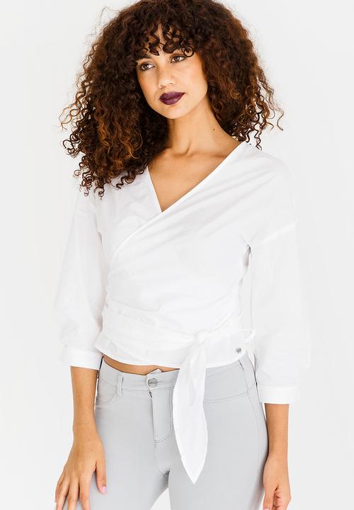 SISSY BOY - Girl Boss Wrap Blouse Off White