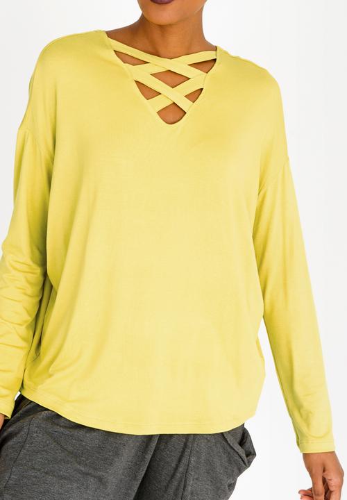 Slick - Serena Criss Cross Top Chartreuse