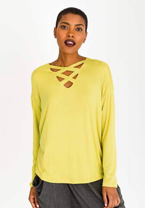 Slick - Serena Criss Cross Top Chartreuse