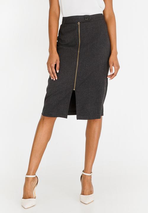 edit - Tab Detail Skirt Charcoal
