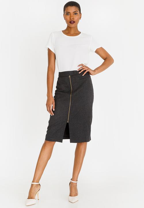 edit - Tab Detail Skirt Charcoal