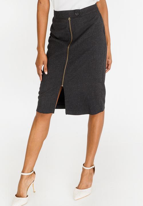 edit - Tab Detail Skirt Charcoal