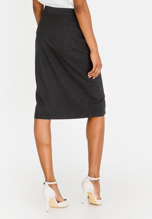 edit - Tab Detail Skirt Charcoal