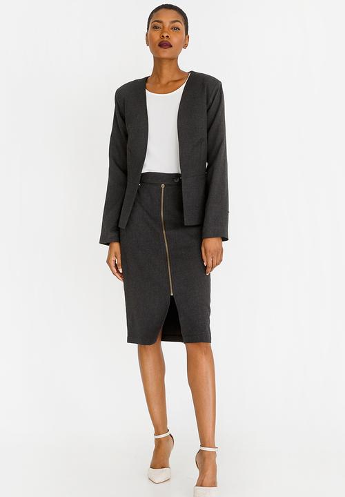 edit - Tab Detail Skirt Charcoal