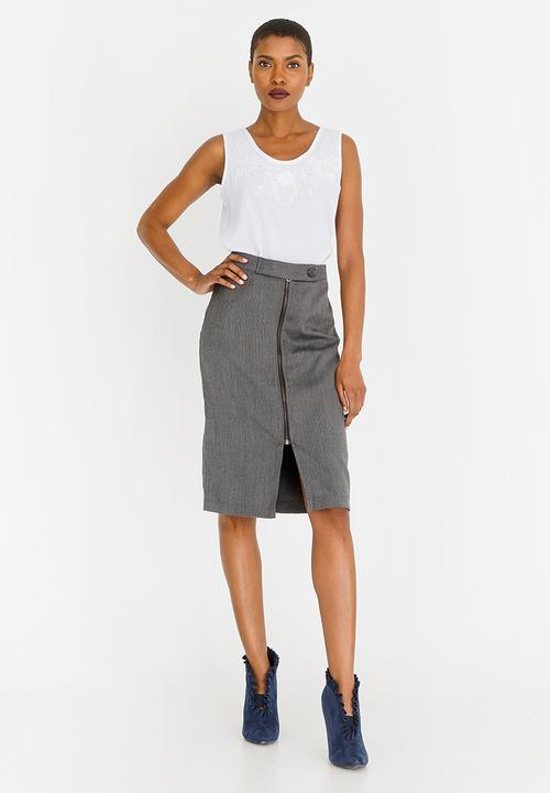 edit - Tab Detail Skirt Grey
