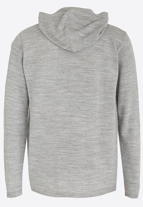 Rebel Republic - Hooded Button Up Henley Jersey Grey Melange