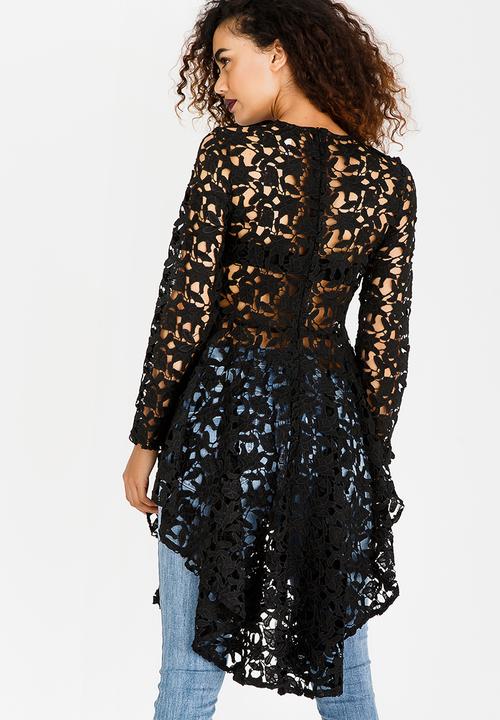 Revenge - Lace Tunic with Ruffle Skirt Black