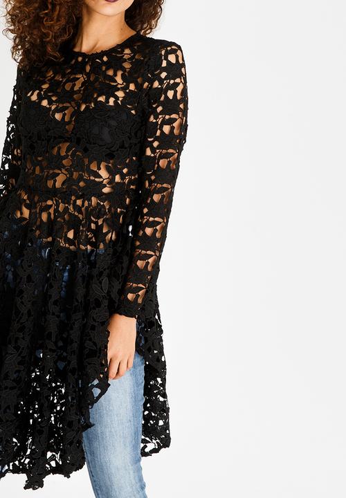 Revenge - Lace Tunic with Ruffle Skirt Black