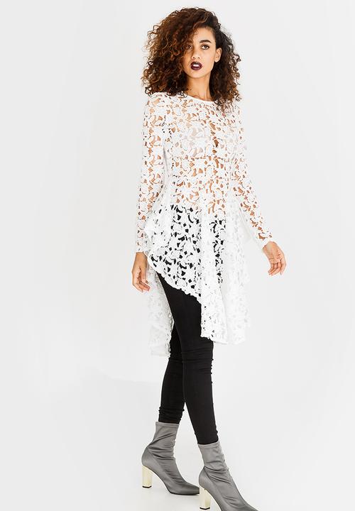Revenge - Lace Tunic with Ruffle Skirt White