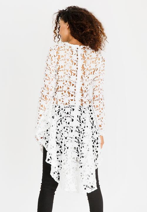Revenge - Lace Tunic with Ruffle Skirt White