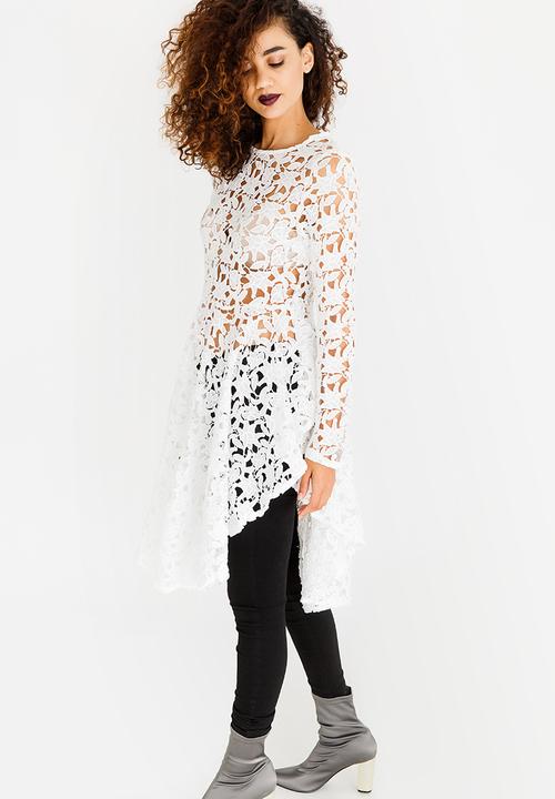 Revenge - Lace Tunic with Ruffle Skirt White