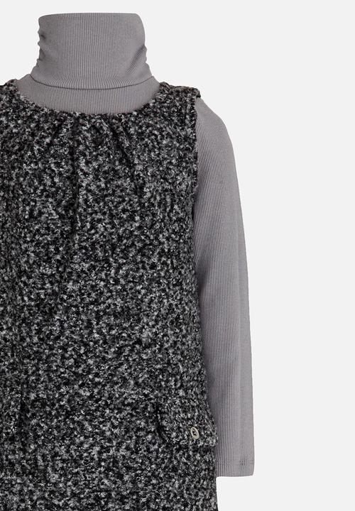 MINOTI - 2 Piece Wool Dress & Polo Neck Top Set Dark Grey